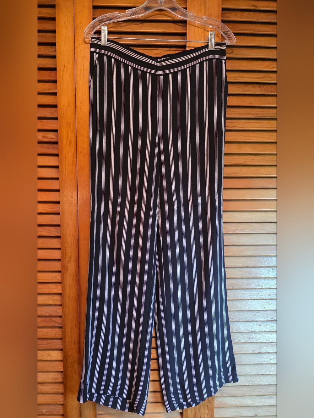 LOFT black and white striped fluid wide-leg pants Size S